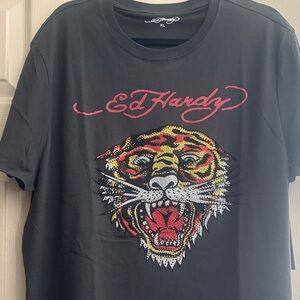 Ed Hardy Black Tee with Vibrant Tiger Design